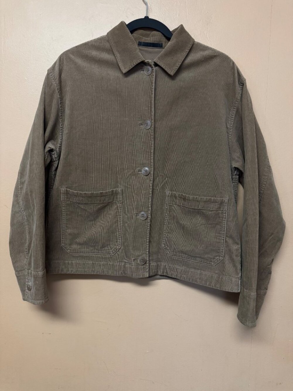 Uniqlo Women’s M Corduroy Chore Jacket Brown Utility Workwear Button Pocket